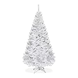  RESTAR Árbol de Navidad Artificial Blanco , 60-240cm , decoración de Navidad inflameable ,con sporte metálico (180CM)