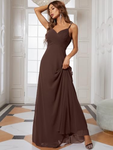 Image of Ever-Pretty Women's Summer Backless Spaghetti Strap Chiffon Bridesmaid Dresses Empire Waist Formal Wedding Guest Dress
