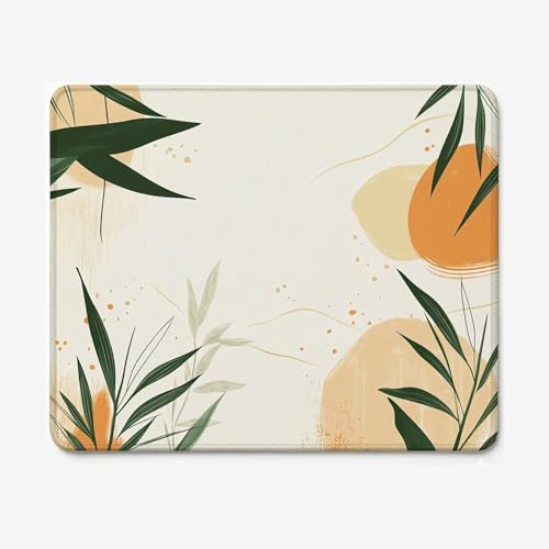 Alfombrilla Ratón Pequeña 320x260mm, Alfombrilla de Ratón Original con Diseño Simple y Hojas, Base de Goma Antideslizante, Materiales Duraderos, Bordes Cosidos para PC, Ordenador Portátil W-O412