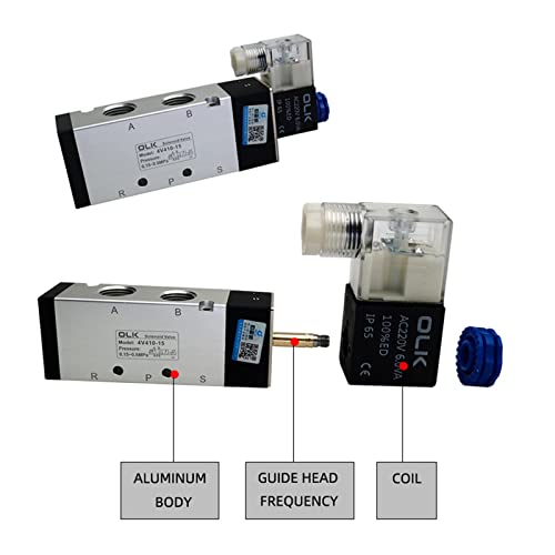 Électrovanne 5 voies 4V410-15 distributeur d'air comprimé 2 positions aimant 24V DC