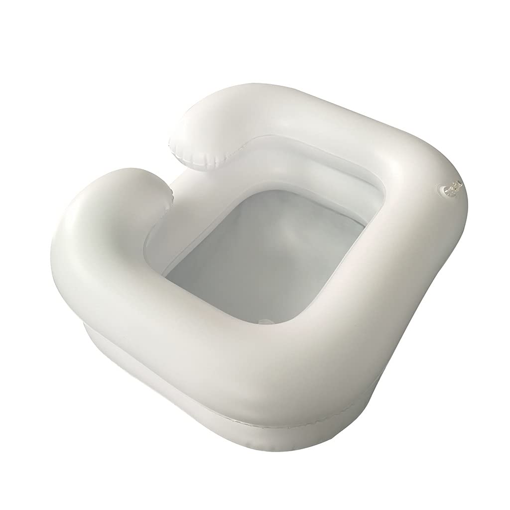 Bassin de lavage de cheveux gonflable blanc avec tube de vidange pour évier portable alité