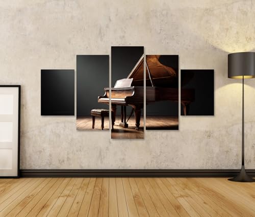 Decoration murale salon musique triptyque piano moderne