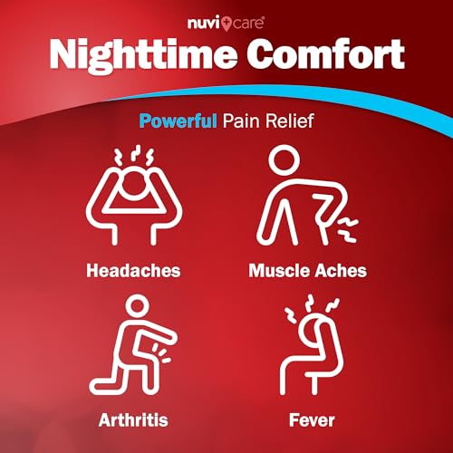 Image of NUVICARE Pain Relief PM, Acetaminophen 500mg & Diphenhydramine 25mg, 100Ct | Compares to Tylenol PM; relieves nighttime aches, pains & headache while helping you fall asleep, extra strength, sleep aid