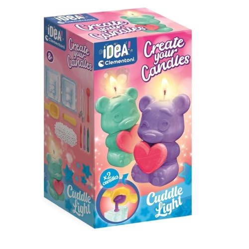 Clementoni Idea Create Your Candles Bear Kit de création de 2 bougies artisanales en forme d'ourson pour enfants 8 ans, laboratoire créatif, idée cadeau, fabriqué en Italie, 18350