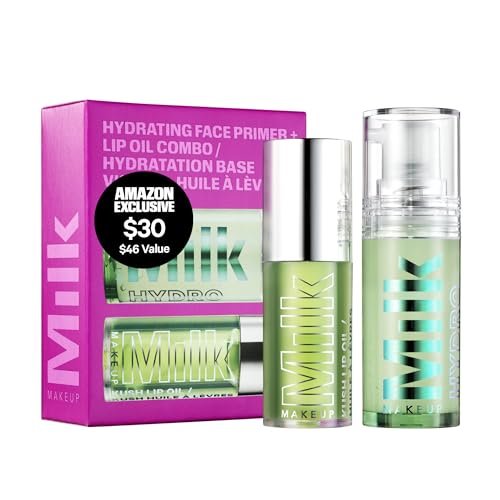 Image of Milk Makeup Mini 12HR Hydro Grip Primer + Full Size KUSH Lip Oil Gift Set - Hydrating Face Primer + Clear Lip Gloss - Travel Friendly, All-Day Wear