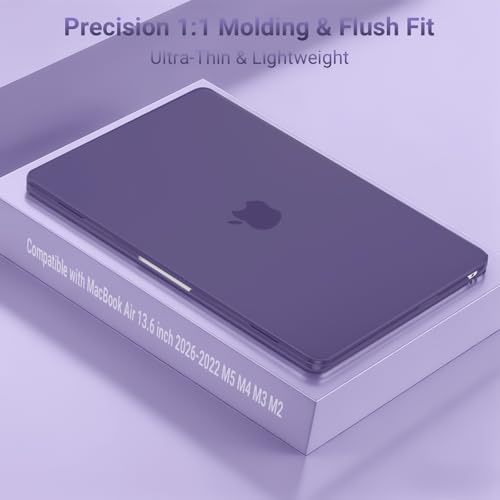 Image of MOSISO Compatible with MacBook Air 13 inch Case M5 2026 M4 2025 M3 M2 2024-2022 A3449 A3240 A3113 A2681, Hard Shell&Keyboard Cover&Screen Film&Type C for MacBook Air 13.6 inch Case, Imperial Purple