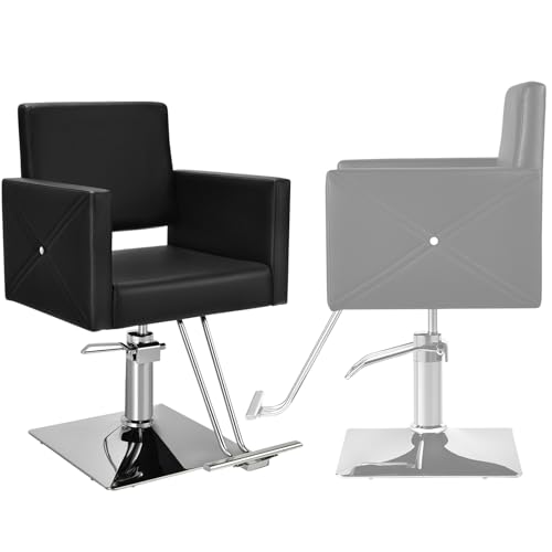 HOMASIS Sillón de Peluquería con Reposapiés, Silla de Barbero, Altura Ajustable 94,5-110 cm, Sillón Giratorio con Capacidad 150 kg para Salón de Belleza, Tatuaje Pedicura, Negro