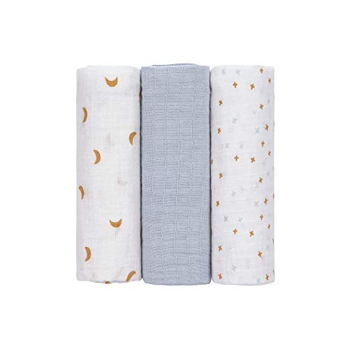 LÄSSIG Baby Puckdecke Spuckdecke Pucktuch Mulltuch 3er Set Baumwolle 85 x...