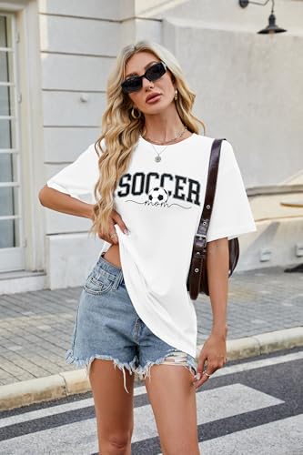 Image of ALLTB Soccer Cup 2026 Shirt Soccer Mom Shirts Women Oversized Football Match Season Jersey Bow T-Shirt Short Sleeve Top