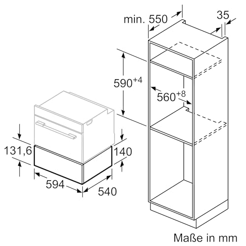 NEFF N1AHA01G0, N 50, Wärmeschublade, 60 x 14 cm, Niedrigtemperaturgaren bei 40° C bis 80° C, Grifflose Push & Pull Funktion, Geschirraufwärmen und Speisen garen, Graphite-Grey