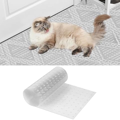 Carpet Protector for Pets 12.2in*5.2FT Cat Scratch Carpet Protector Mat for Doorway Clear Plastic Runners with Spikes to Protect Under Door Carpet Rug Anti Cat Scratch Carpet Stopper Easy to Cut Cover