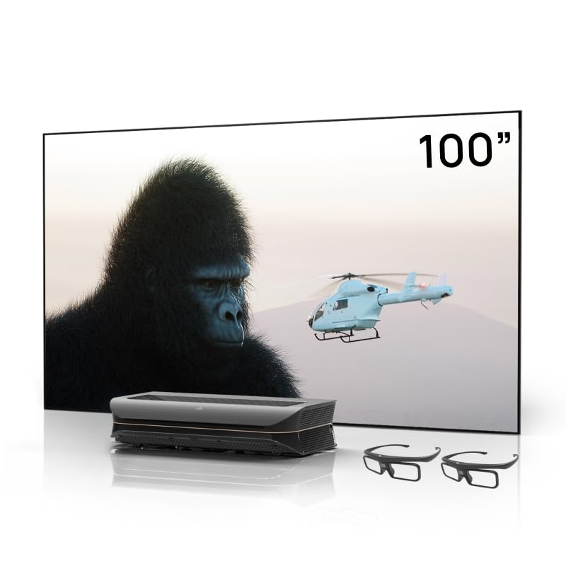 Amazon | AWOL VISION 4K 超短焦点 3色レーザープロジェクター&壁掛け