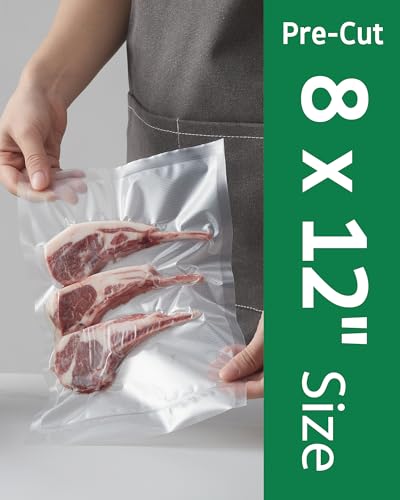 Image of Syntus 200 Count Vacuum Sealer Bags Quart 8 x 12 inch for Seal a Meal, Commercial Grade BPA Free Heavy Duty Precut Seal Bags, Food Vac Bags for Storage, Meal Prep or Sous Vide