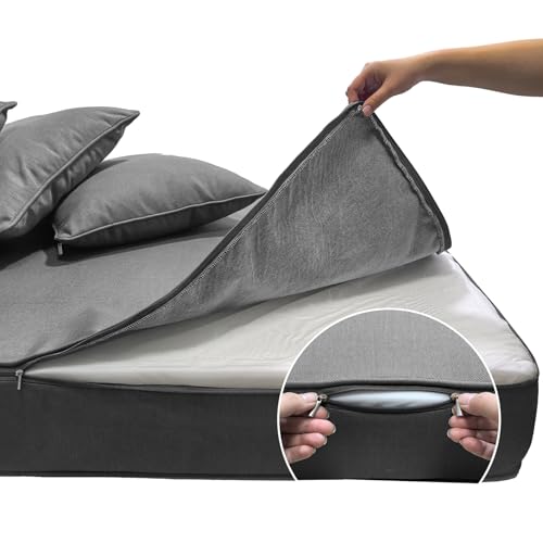 ZOALXZNT Twin Outdoor Mattress Package,Twin Size Porch Swing Day Bed Cushion Set Include Mattress Bolster Pillow,Patio Hanging Daybed Indoor Cushions Set (Dark Gray, 75 * 39 * 6in) by ZOALXZNT - Used condition - Image 2