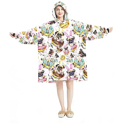 Sweat à capuche imprimé chien donut idée cadeau originale homme et femme