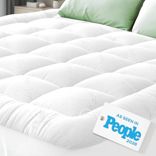 Niagara Sleep Solution Ultra Soft Full Size Mattress Topper - Rayon Derived from Bamboo Pillow Top Mattress Pad for Back Pain Relief - Naturally Cooling for Hot Sleepers, White
