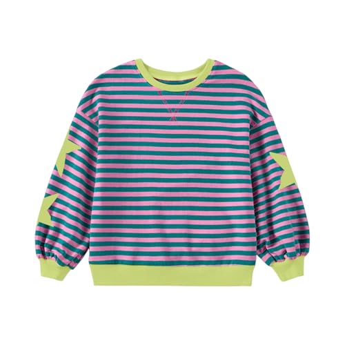 Sweatshirts For Girls Cute Long Sleeve Striped Pullover Shirts Fashion Loose Fit Drop Shoulder Sweatshirts Fall Outfit3