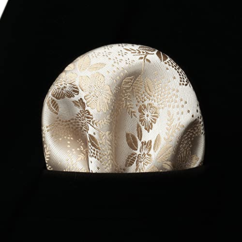 Image of HISDERN Men Floral Ties Woven Classic 3.4 inch Necktie Set Formal Tie Pocket Square for Wedding with Handkerchief Gift Box