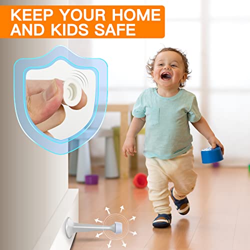 Door Stoppers For Bottom Of Door - 4 Pack Door Stops With Soft Rubber Tips Wall Protector Heavy Duty Solid Rigid Door Stoppers, White #TOP4