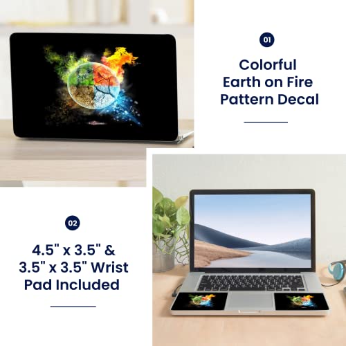Image of LSS 17 17.3 Inches Laptop Notebook Skin Sticker with 2 Wrist Pads - Reusable Cover Protector Vinyl Sticker Cover Decal Fits 17 inch - 19 inch HP Asus Acer Samsung - Earth on Fire Pattern