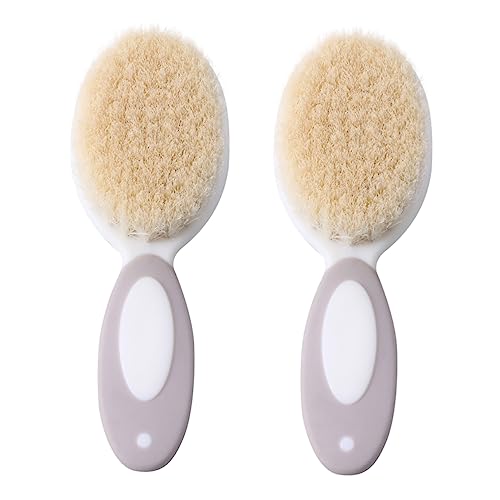 COOLHIYA Baby Hair Brush 2pcs Wool Shampoo Brush for Gentle Cleaning Baby Hair Products Natural Material