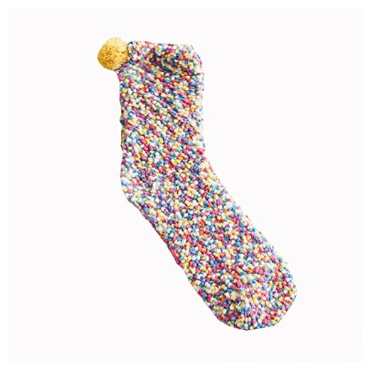 Roliga tårta strumpor, cupcakes design tjejer strumpor, 3 par fluffiga slipper säng strumpor för Alla hjärtans dag och födelsedagsgåva,Color,one size