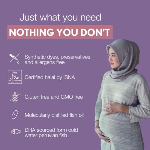 Image of Noor Vitamins Halal Prenatal Vitamins with DHA and Folic Acid, Essential Vitamins, Ginger to Soothe Mom's Stomach, Iron, Softgels, Prenatal Vitamin Before /During /Post Pregnancy (3 Months Supply)