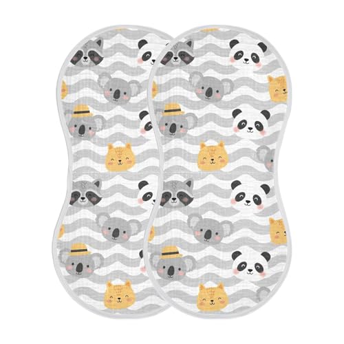 2 Pack Muslin Burp Cloths Panda Koala Cotton Baby Burp Cloths Ultra Soft Burping Cloth Absorbent Spit Up Rags for Baby Boys Girls, Large 22
