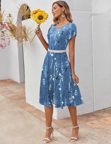 Image of ZEAGOO Womens Casual Dresses for Summer Short Sleeve Flare Midi Dress Loose Flowy Beach Sundress