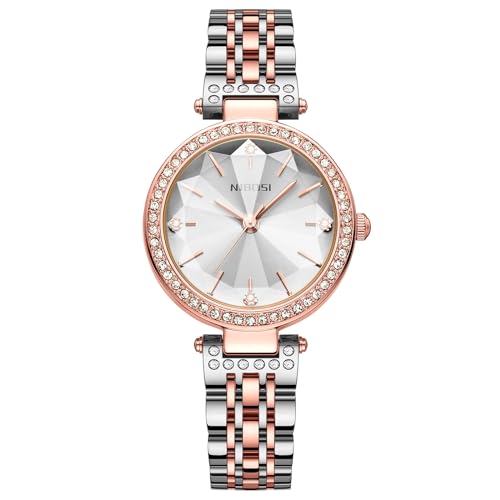 NIBOSI Women Stainless Steel Watches Analog Rose Gold Band and Sq...