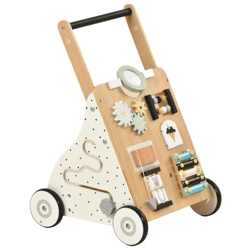 Avenlur 9-in-1 Push Baby Walker - Crawling to Walking Wooden Activity Cart with Xylophone, Shape Sorter, and Sensory Toys for Toddler's Developmental Skills & First Steps. 6m - 3 Years. USA Company