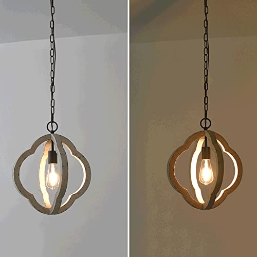 Lustre bois sculpté E27 pour éclairage restaurant et comptoir bar