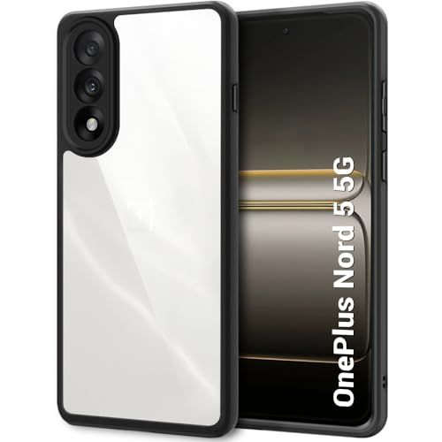 Image of TheGiftKart Hybrid Shockproof Back Cover Case for OnePlus Nord 5 5G | Camera Protection Module | Hard Back Cover Case for OnePlus Nord 5 5G (PC & TPU, Transparent Clear Back, Black Sides)