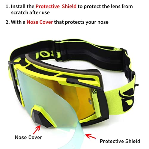 Motocross Goggles Dirtbike Atv Motorcycle Anti-Uv Motorbike Ski Goggles Anti-Slip Strap Nose Cover Fit Glasses & Helmet #TOP1