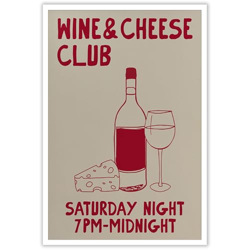 Vintage Wine & Cheese Club Wall Art 12x16in