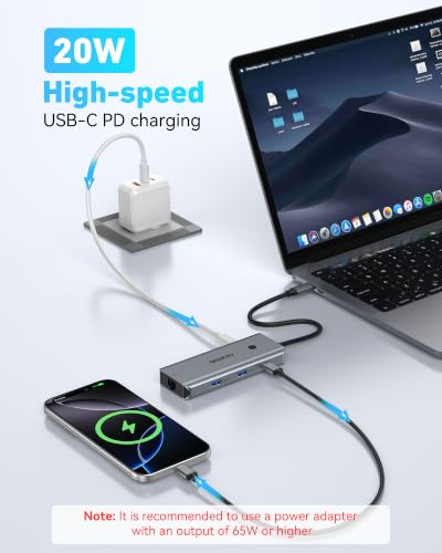 Image of USB C Hub for MacBook Pro /Air,Mac Dongle with 3 USB Port,USB C to HDMI, USB C to RJ45 Ethernet,MOKiN 8 in 1 USB C to HDMI Adapter,100W PD Charging, USB C to SD /TF Card Reader USB C Hub