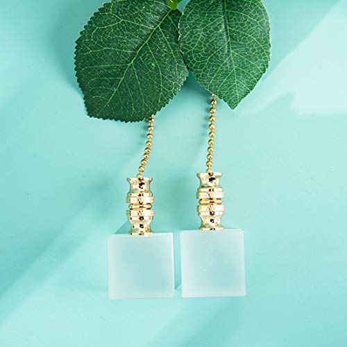 Image of Ceiling Fan Pull Chain, Fan Pulls Set with Connector, 2 Pack Crystal Matte Cube Fan Pull Extension for Light Fan Chain