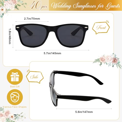 40 Sets Wedding Favors for Guests Bulk Party Sunglasses Reception Gifts Gold Wooden Love Sign Black Mr Mrs Glasses4