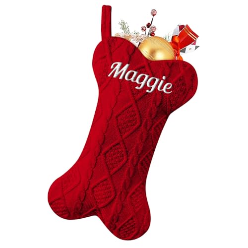 NIBESSER Calcetines Navidad Chimenea Personalizado con Nombre Botas de Navidad para Colgar Papá Noel Calcetines Navideños Christmas Stocking Animal para Decoración Navideña (Hueso 2, 1 Pieza)