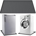 Fridge Silicone Mat 60x60cm, Washing Machine Mat with 0.8Inch Raised Edge, Non-Slip Spill-Proof Floor Protector Multifunctional Tray for Freezer Dryer Mini Fridge Wine Cabinet Coffee Machine (Grey)