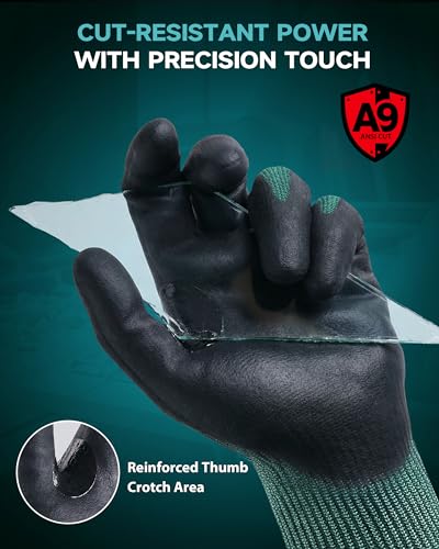 Image of DULFINE A3 /A4 /A9 Cut Resistant 2 /3 /6 /12 Pairs Work Gloves for Men & Women | Touchscreen, Foam Nitrile Coated, Ideal for Glass Cutting, Wood Carving