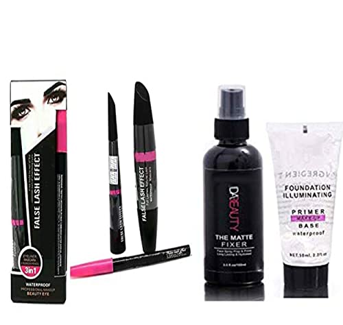 Ovking Most Beautiful Trending Fixer combo with Primer, Mascara, Eyeliner and Eyebrow pencil