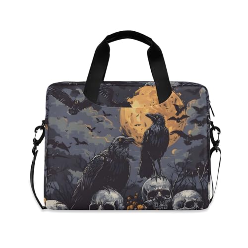 ALAZA Halloween Crow Skull Maletín para Portátil 13-15.6 pulg