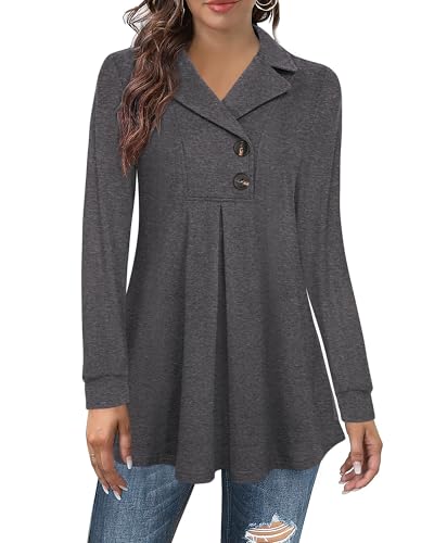 Datuhao Winter Damen Pulli Elegant Warm Lang Sweater Damen Winter Business Outfit Damen Herbst Winter Büro Kleidung Pulli Damen Grau Hoodie Damen Langarm Tunikashirt Elegant Curvy Tunika