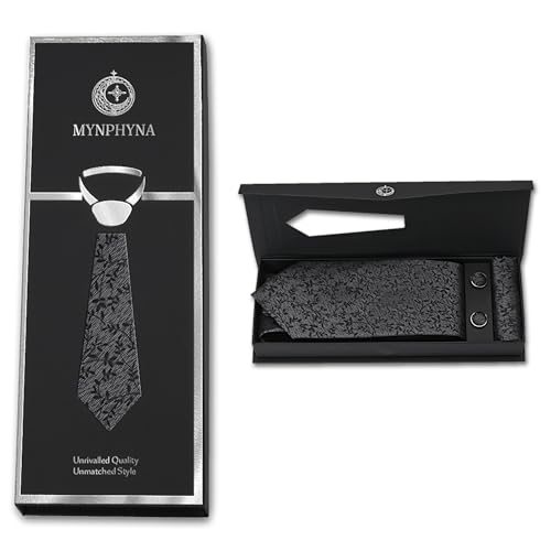 Image of Men's Tie Set with Pocket Square and Cufflinks | 100% microfiber; tie 59 x 3.15 in; square 10 x 10 in; gift box included