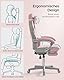 SONGMICS Bürostuhl, Schreibtischstuhl, ausziehbare Fußstütze, Kopfkissen, Lendenkissen, höhenverstellbar, ergonomisch, neigbare Rückenlehne, bis 150 kg belastbar, pastellrosa-cremeweiß OBG073P01