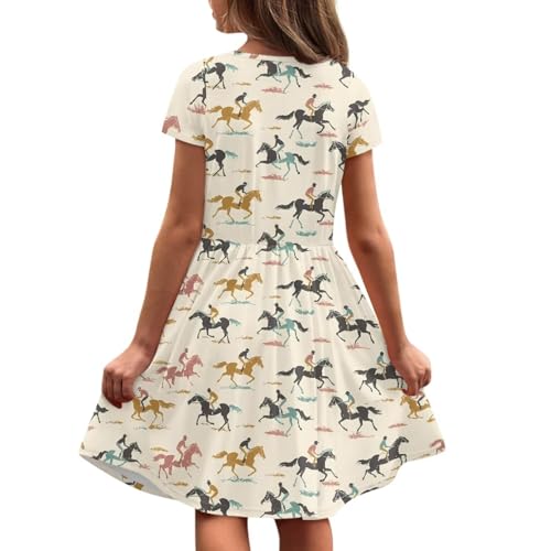 Image of Short Sleeve Dress for Girls with Pockets Cute Toddler Girl Clothes Summer 2-12