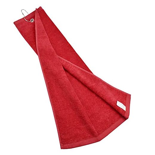 Hauni Golf Towel with Clip Grommet Cotton Terry-Cloth for Golf Bag, 16 x 23.6 Inches Red