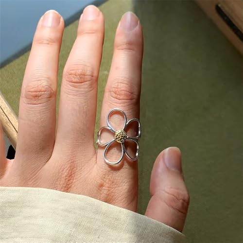 OIDIMS Flower Statement Ring for Women Delicate Lightweight Adjustable Expandable Open Wrap Finger Rings Comfort Fit Boho Dainty Y2K Jewelry Wedding Birthday Christmas Gift3