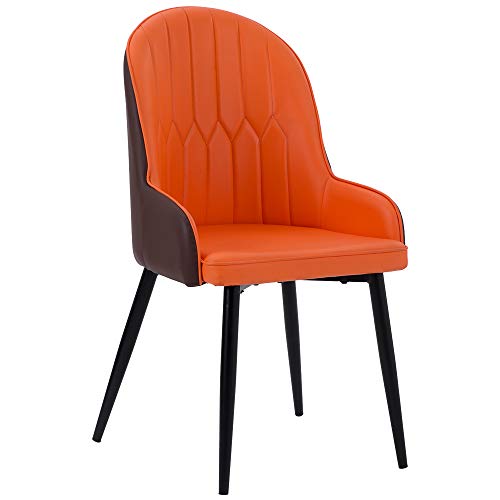 OSJ ダイニングチェア PU レザー 肘付き アームチェア 北欧風 イエロー×ベージュ 新生活